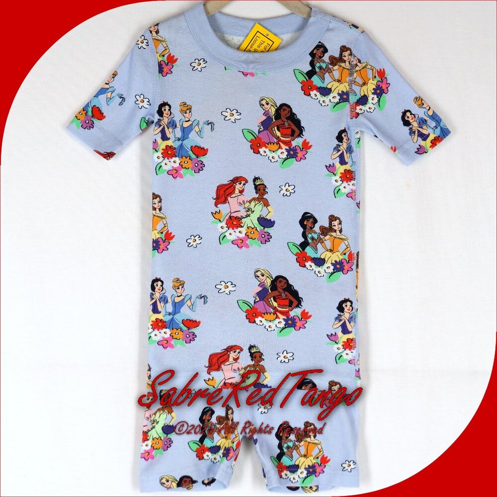 NWT Hanna Andersson Disney Princess Organic Short Johns Pajamas Multi 120 6 7